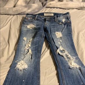 Hollister boot cut destroyed jeans